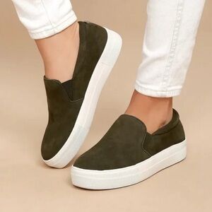 Steve Madden Olive Green Platform Slip-On Sneakers